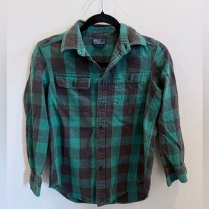 Polo Ralph Lauren Boys Plaid Flannel Button Down Size Medium (10-12) 100% Cotton